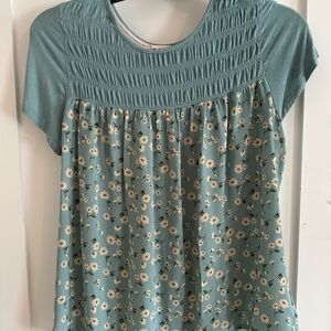 SO Green Smocked Blouse with Elegant Style